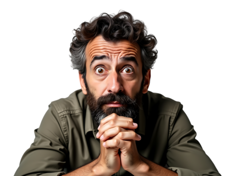 A middle-aged Middle Eastern man, looking stressed and holding his head,business,men,model