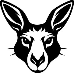 Cute Kangaroo Portrait Vector. Black and White Monochrome Silhouette. Wild Bush Animal. Australian Nature Conservation Environment Art