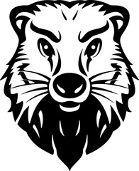 Cute Wombat Portrait Vector. Black and White Monochrome Silhouette. Wild Animal. Australian Nature Conservation Environment Art