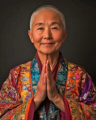 Obraz premium Buddhism People of Faith Portraits: Capture the diversity of the Buddhist community through portraits, focusing on individuals' expressions of peace, wisdom, and compassion.