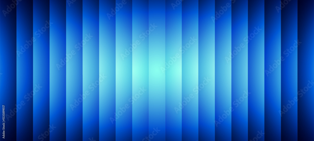 Poster blue vertical stripes with a bright central glow. abstract gradient background for digital display, 