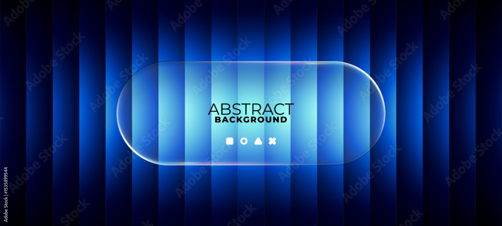 Poster Chromatic vertical ripple gradient with a glass panel title placeholder. Vector abstract banner background for modern design.