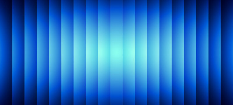 Blue vertical stripes with a bright central glow. Abstract gradient background for digital display, website, and commercial presentation. Vector graphics.