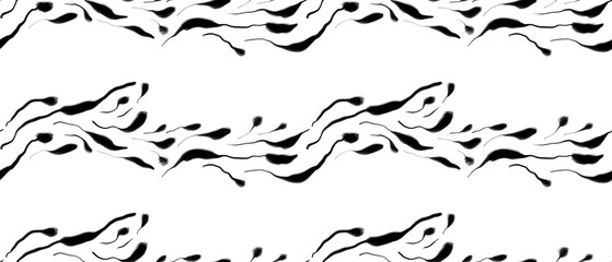 Fototapeta premium Seamless abstract textured pattern. Simple background with black, white texture. Digital brush strokes. Lines. Design for textile fabrics, wrapping paper, background, wallpaper, cover.