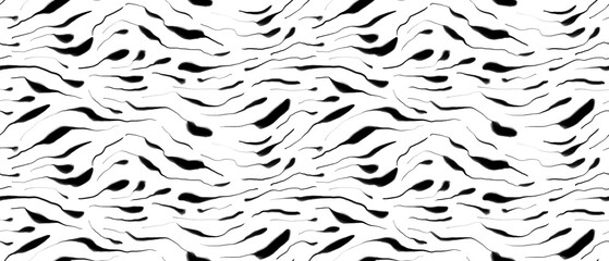 Seamless abstract textured pattern. Simple background with black, white texture. Digital brush strokes. Lines. Design for textile fabrics, wrapping paper, background, wallpaper, cover.