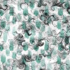 Seamless abstract pattern. Simple background with green, grey, black, white texture. Digital brush strokes background. Design for textile fabrics, wrapping paper, background, wallpaper, cover.