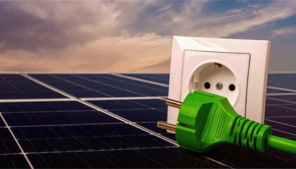 Modern Electric Outlet Connected to Solar Panels