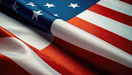 American Flag Draped Beautifully on Silk Background