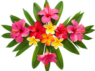 Vibrant Hibiscus and Plumeria Tropical Flower Arrangement A Stunning Display of Exotic Blooms