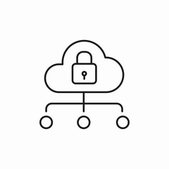 cloud server lock safety icon sign vector