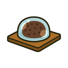 水まんじゅうのイラスト｜涼しげな和菓子・木のお盆付き