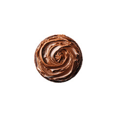 Whole Round Chocolate Cake with Glossy Swirl Frosting and Creamy Texture, isolated on transparent background, PNG