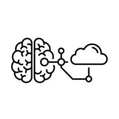 Artificial Intelligence brain icon connecting to cloud technology