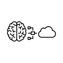 Artificial Intelligence brain icon with cloud connection