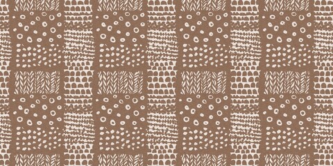 Calm scribble shape minimal shape seamless border pattern. Gender neutral baby nursery natural brown linen banner background. Scandi style sketch doodle wash tape edging trim. 