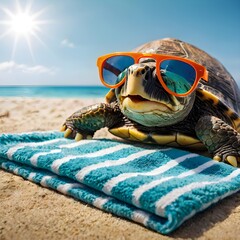 green turtle on the beach