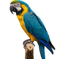 Fototapeta premium Blue-Gold Macaw: Vibrant Portrait on Branch