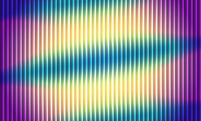 Refractive illusion with layered dynamic flowing fluted lines and vibrant glowing stripe textures