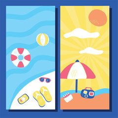 Naklejka premium Summer Hand Drawn Vector Set Collection