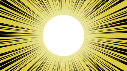 黄色系の集中線。驚きを表すデザイン。