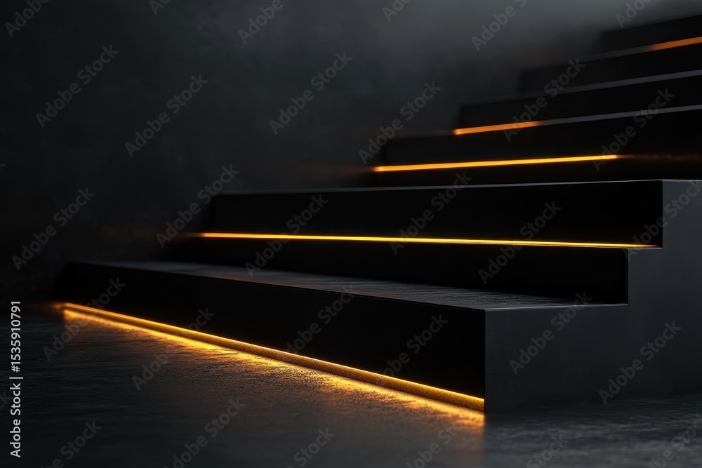 Poster Black abstract landscape showing smooth, flowing curves and subtle textures creating a minimalist and modern design with soft lighting effects