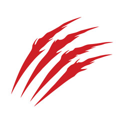 Scary Animal Claws Red Scratch Marks Vector Illustration