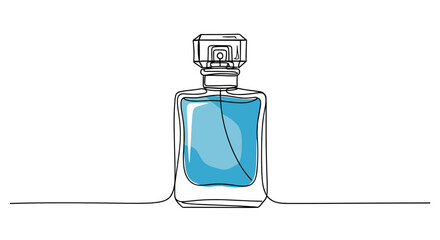 Blue perfume bottle for beauty products and aroma branding