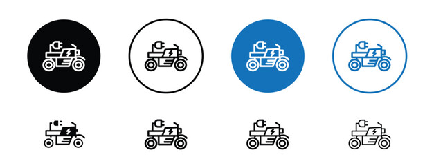 Fototapeta premium set of colored pixel perfect Electric bike icon 2, 1 silhouette, 1 unexpanded, Electric bike symbol with power bolt.