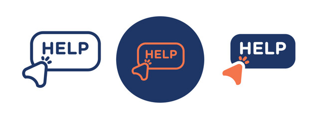 set of colored pixel perfect Help icon 3a, 1 silhouette, 1 unexpanded, Variant of the help icon with bold lines for enhanced visibility in interfaces.