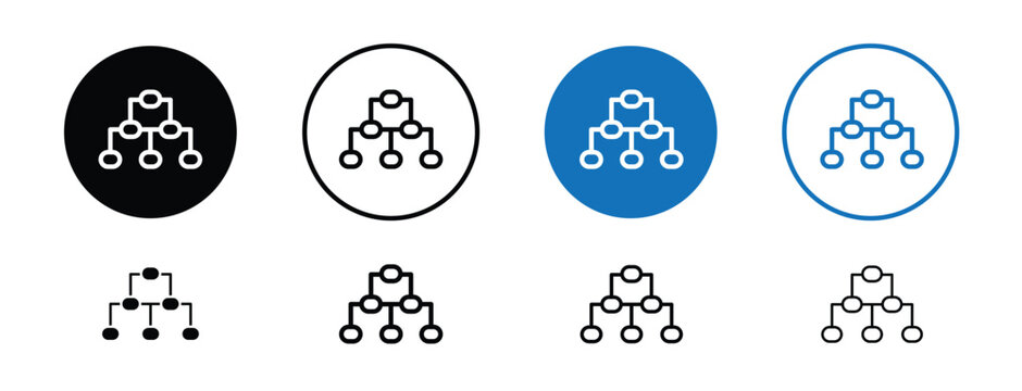 set of colored pixel perfect Hierarchy icon 2, 1 silhouette, 1 unexpanded, Corporate hierarchy icon showing team leadership structure and roles.