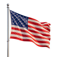 Fototapeta premium American flag waving proudly on a pole outdoors usa red wave on transparent background