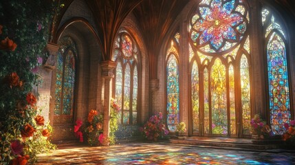 Fototapeta premium Stained glass in a whimsical, fantastic style