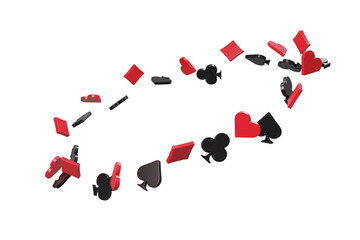 3d render perspective ring with suit of playing cards.
