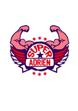 adrien super logo muscle bras prenom 