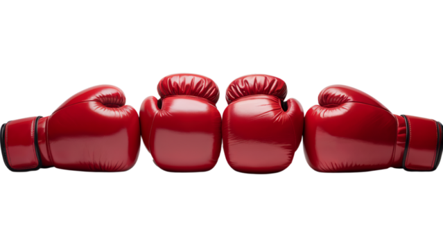 Professional red boxing gloves ready for a fight sport man arts on transparent background