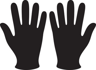 Two black hands in a simple flat design illustration symbolizing hand gestures and actions