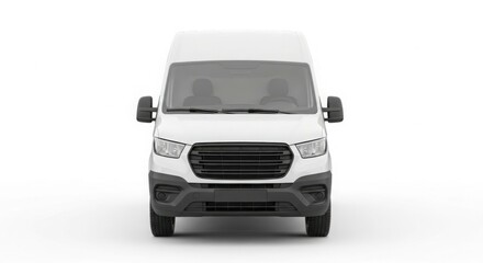 Front view of a white delivery van on a plain white background.