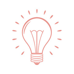 Minimalist Light Bulb Logo Icon, Symbol of Ideas Vector Illustration.