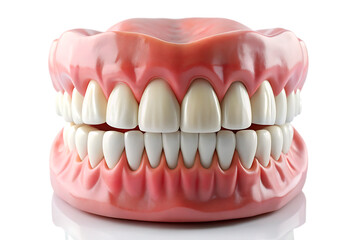Closeup of Pink and White Dental Model with Full Set of Teeth and Gums Studio Lighting A I G E N E R A T E D - P N G isolated on a transparent background