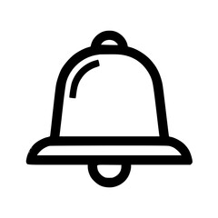 Fototapeta premium A simple black and white line drawing of a bell with a ringer, isolated on a white background.