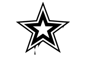 Black Star Outline Graffiti Spray Paint Dripping vector 1