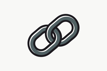 Naklejka premium Two Interlocked Dark Gray Chain Links Black Outline Icon
