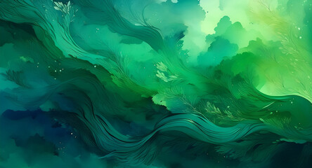 Green tones abstract watercolor background