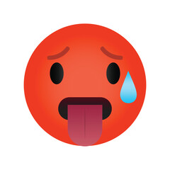 Overheated face emoji with tongue out and sweat drop