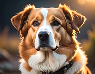 Dog portrait, warm light