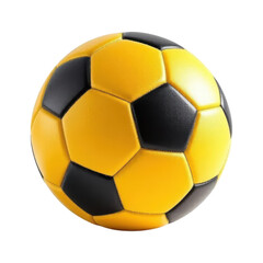 A Stunning Close-Up View of a Bright Yellow and Black Soccer Ball Against a Dark Backdrop