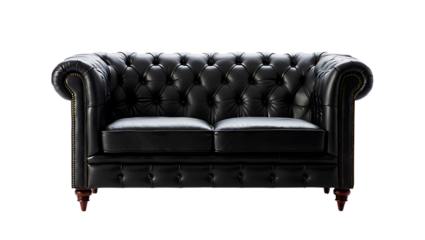 Elegant Black Leather Chesterfield Sofa Classic Design & Comfort