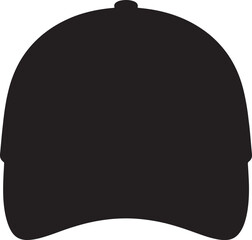 Black silhouette of a baseball cap on a white background for graphic design elements