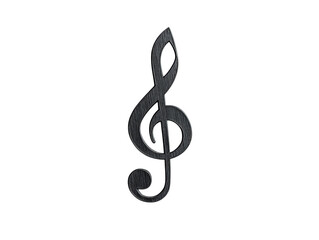 An elegant black treble clef symbol with artistic curves and lines, embodying the beauty of music.