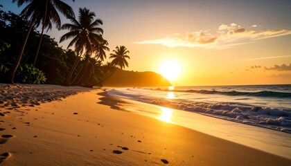 Tropical sunset beach scene